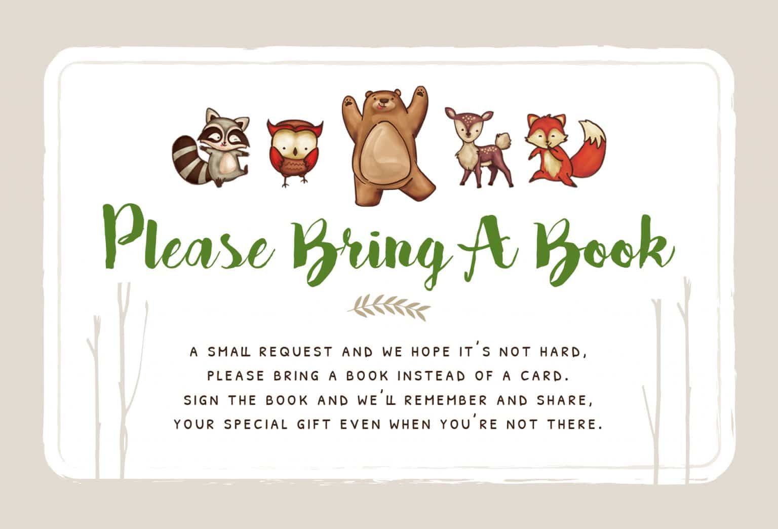 Bring A Book Instead Of A Card Printable Free