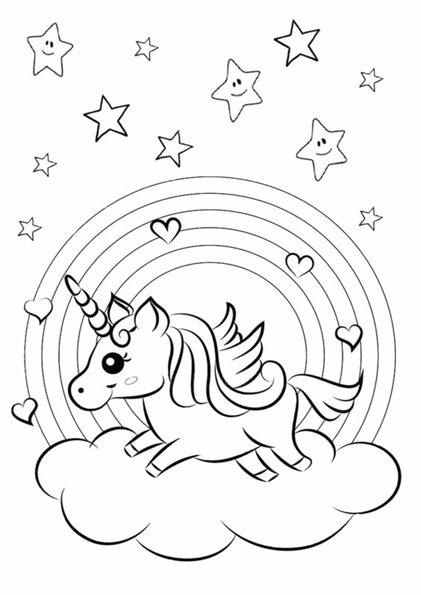 kids printable unicorn coloring page