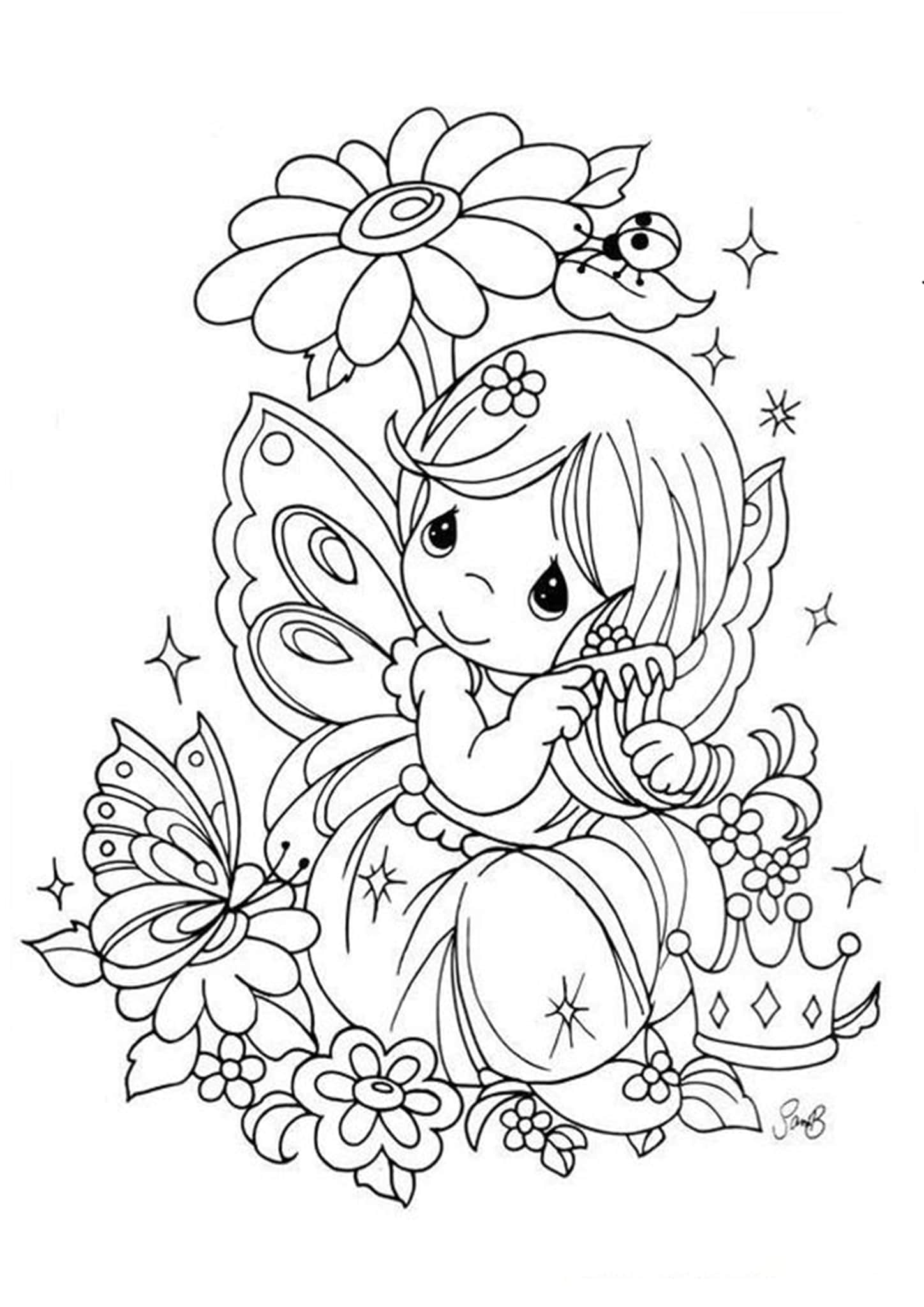 Cute Fairy Coloring Pages Printable - pic-bite