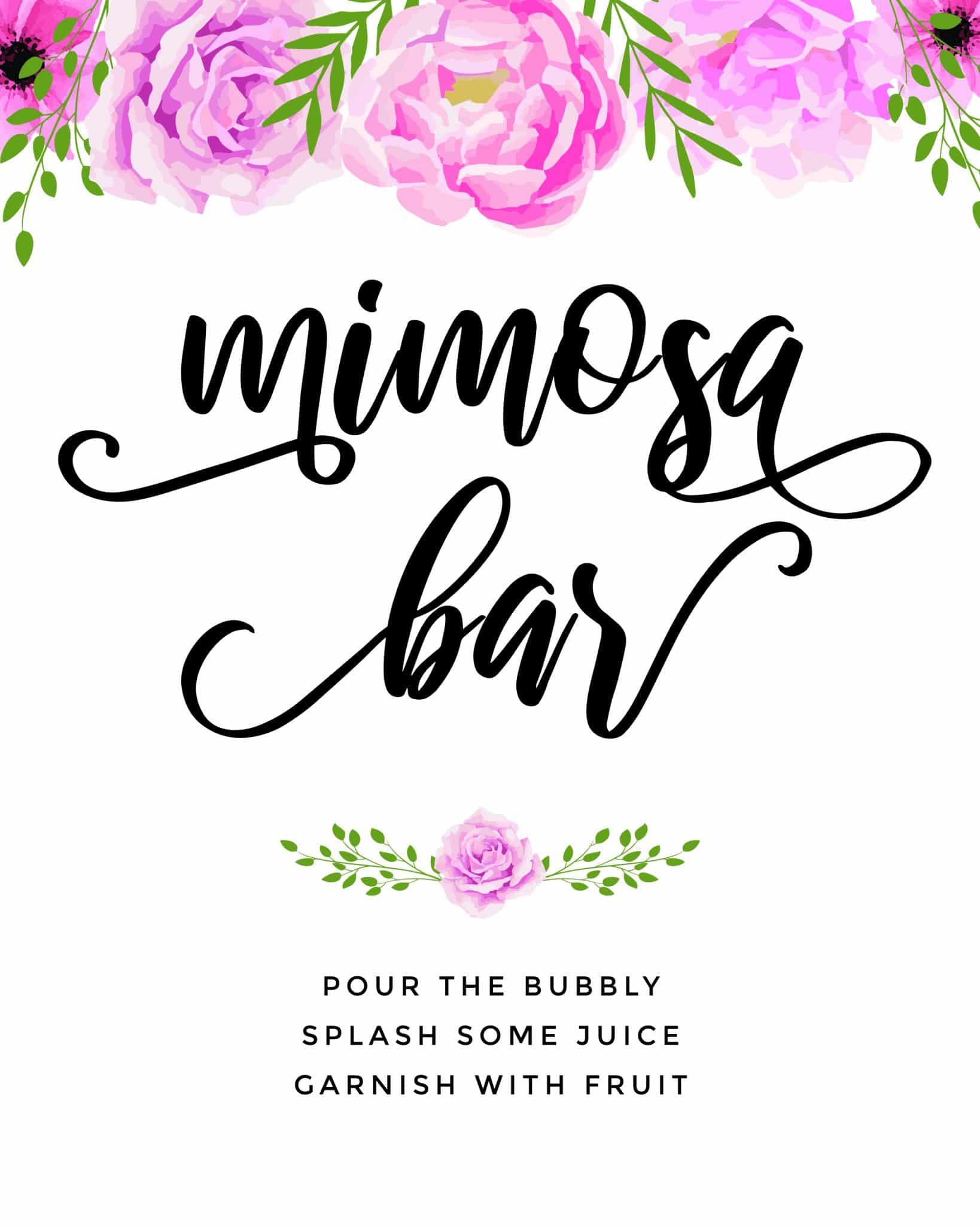 Beautiful Mimosa Bar Sign And Free Printables To Impress Tulamama