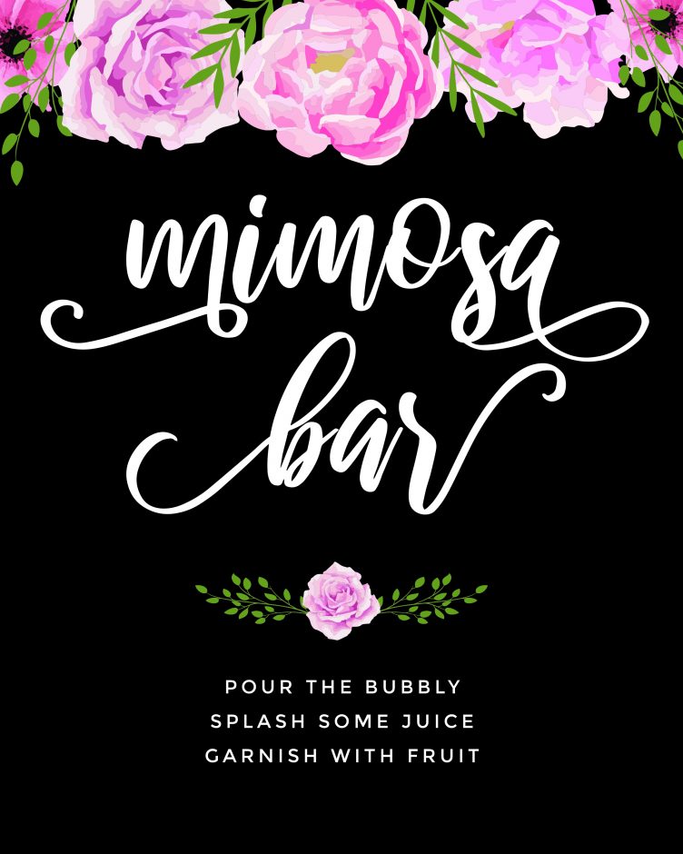Greenery Tropical Mimosa Bar Sign – D493 - Baby Printables
