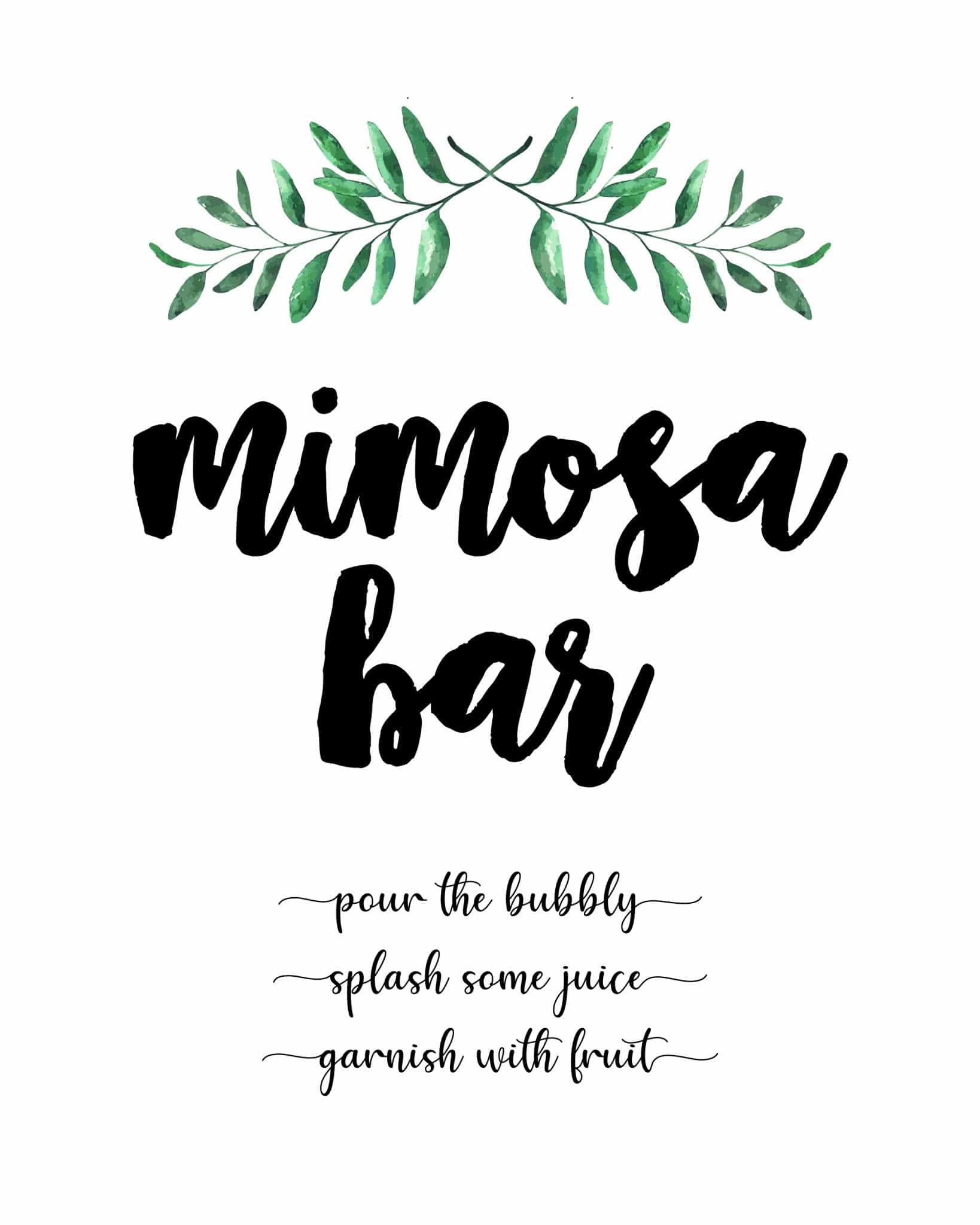 Mimosa Bar Sign Free Printable