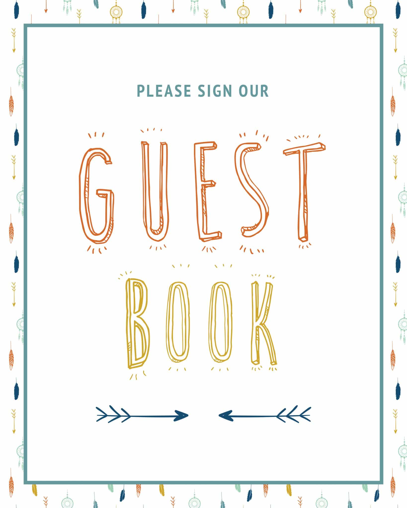 Please sign our guestbook boho aztec rustic theme