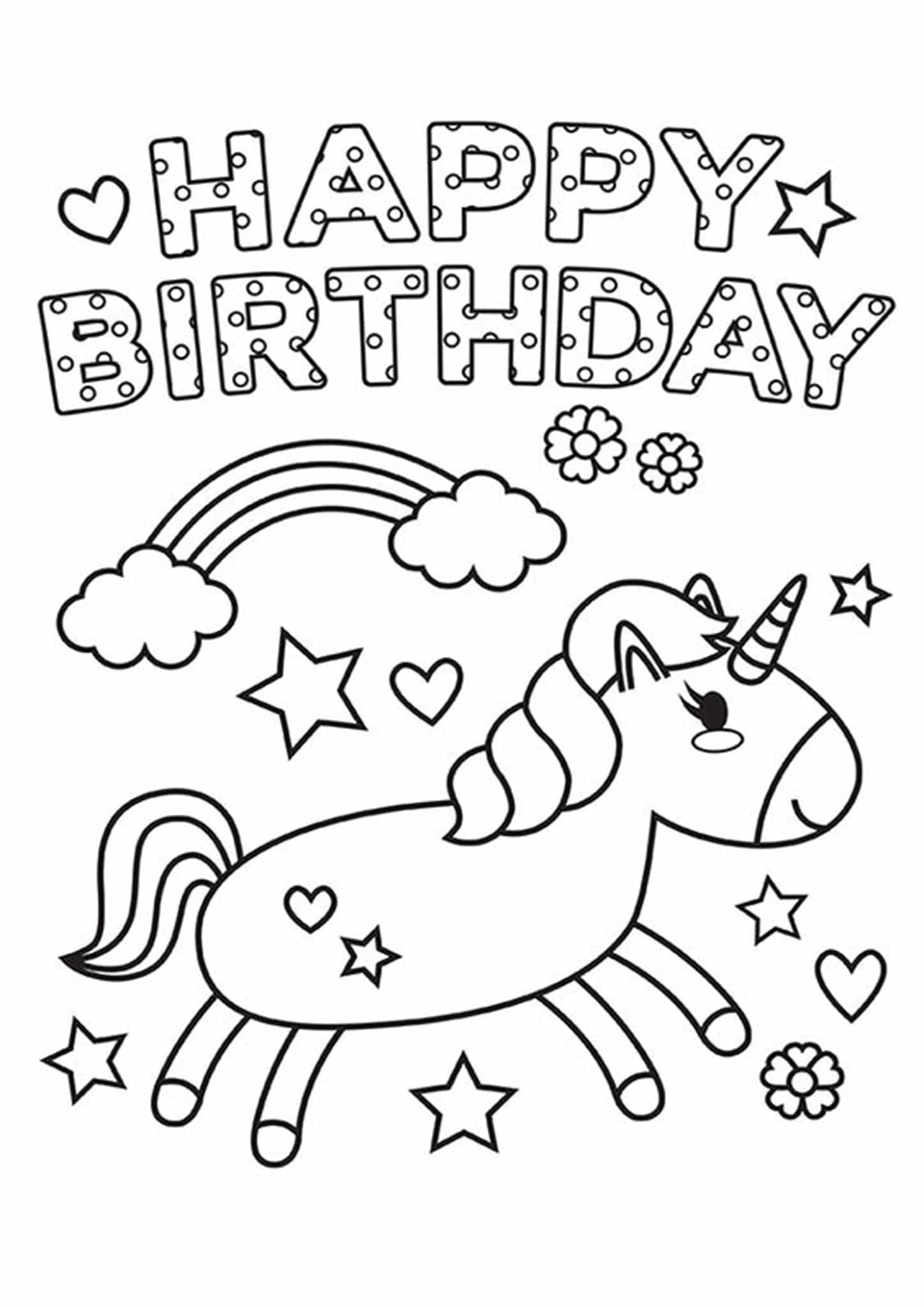 Free Printable Happy Birthday Coloring Card