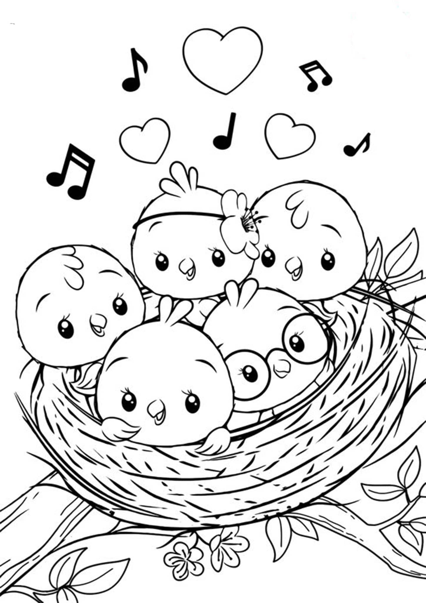 Drawing Pages Kids: Bird Color Pages Printable Cute Tweety Bird
