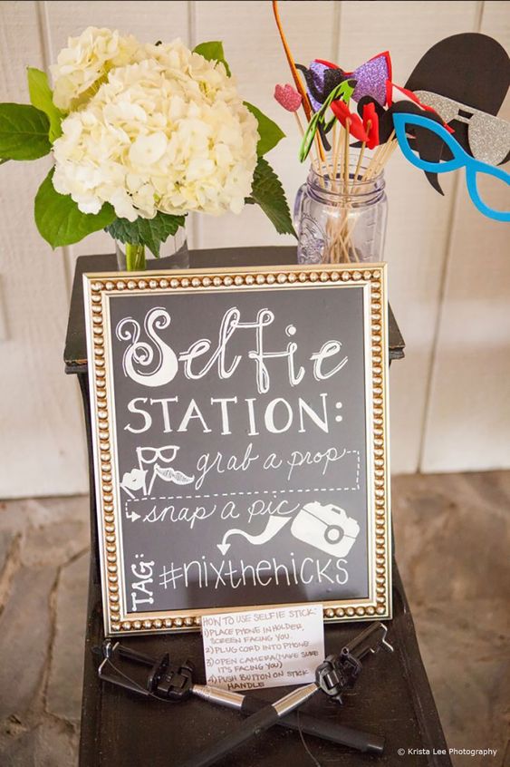 selfie station at baby shower