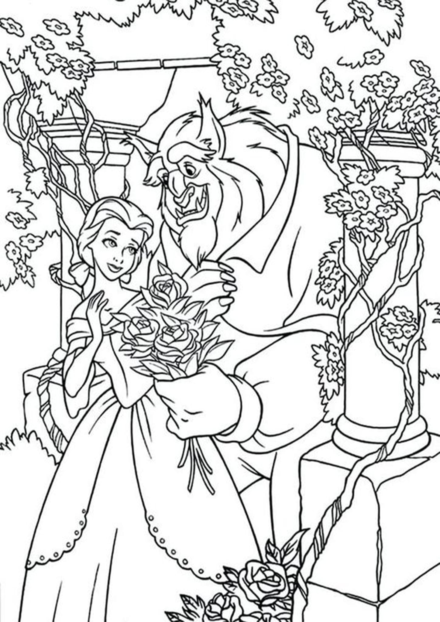 Beauty And The Beast Rose Coloring Pages