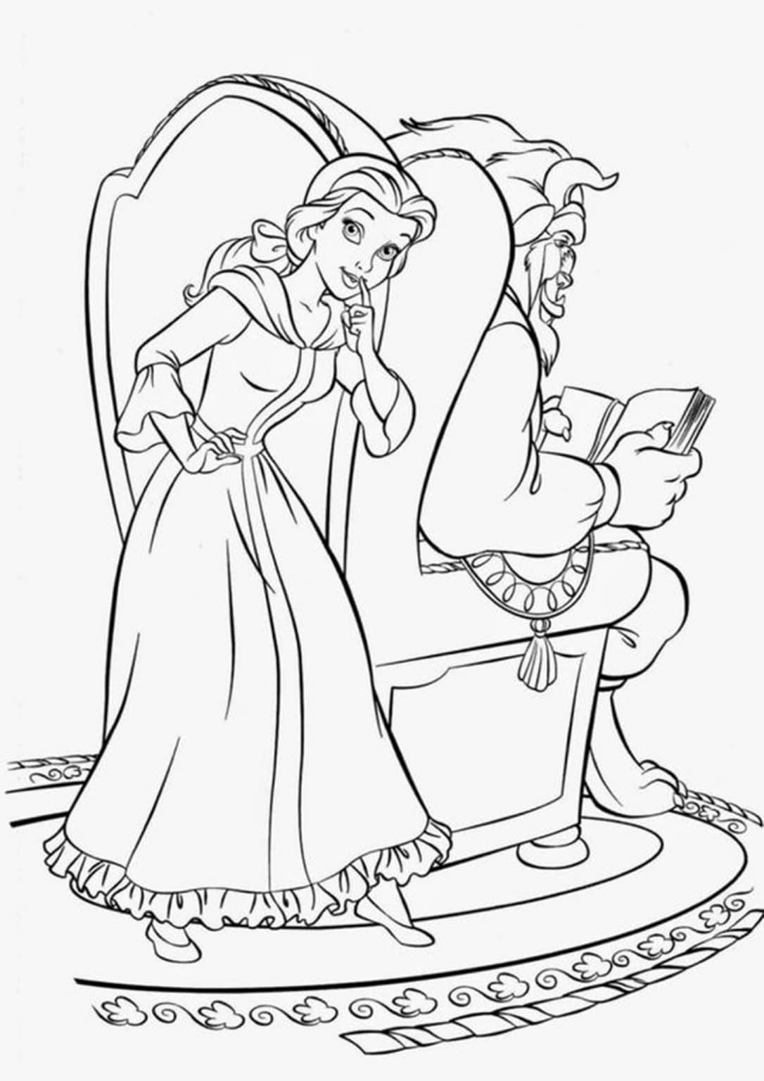 Free & Easy To Print Beauty and The Beast Coloring Pages - Tulamama