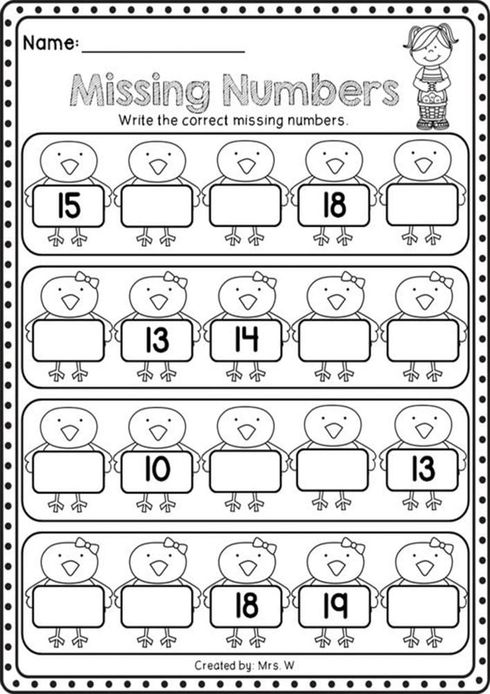 Free & Fun Missing Number Worksheets - Tulamama