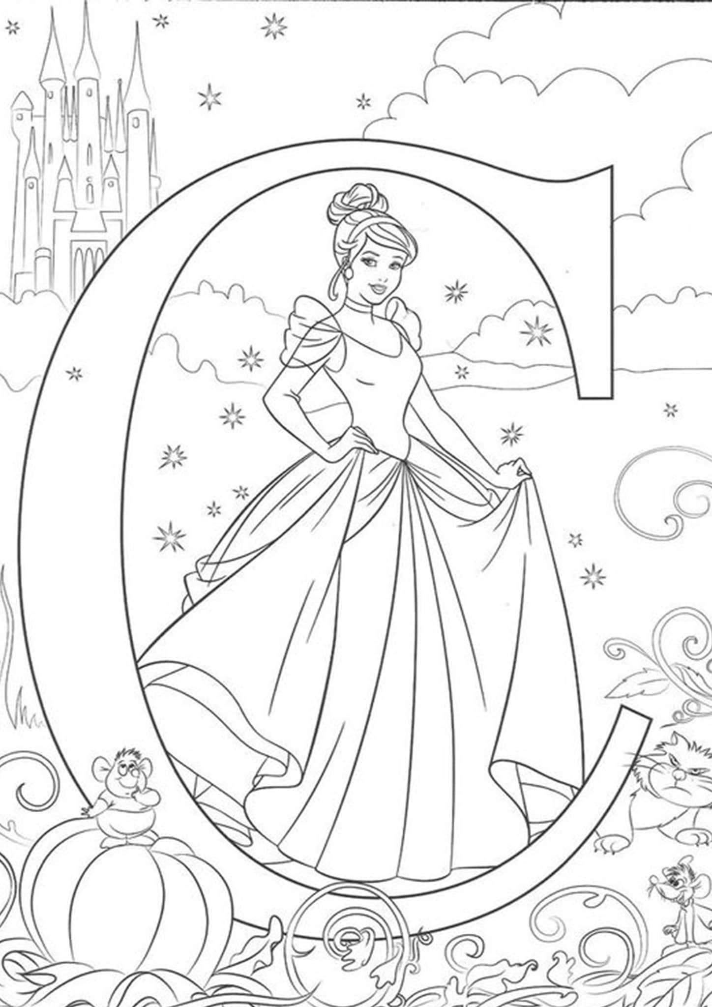 900  Coloring Pages Disney Princess Cinderella  HD