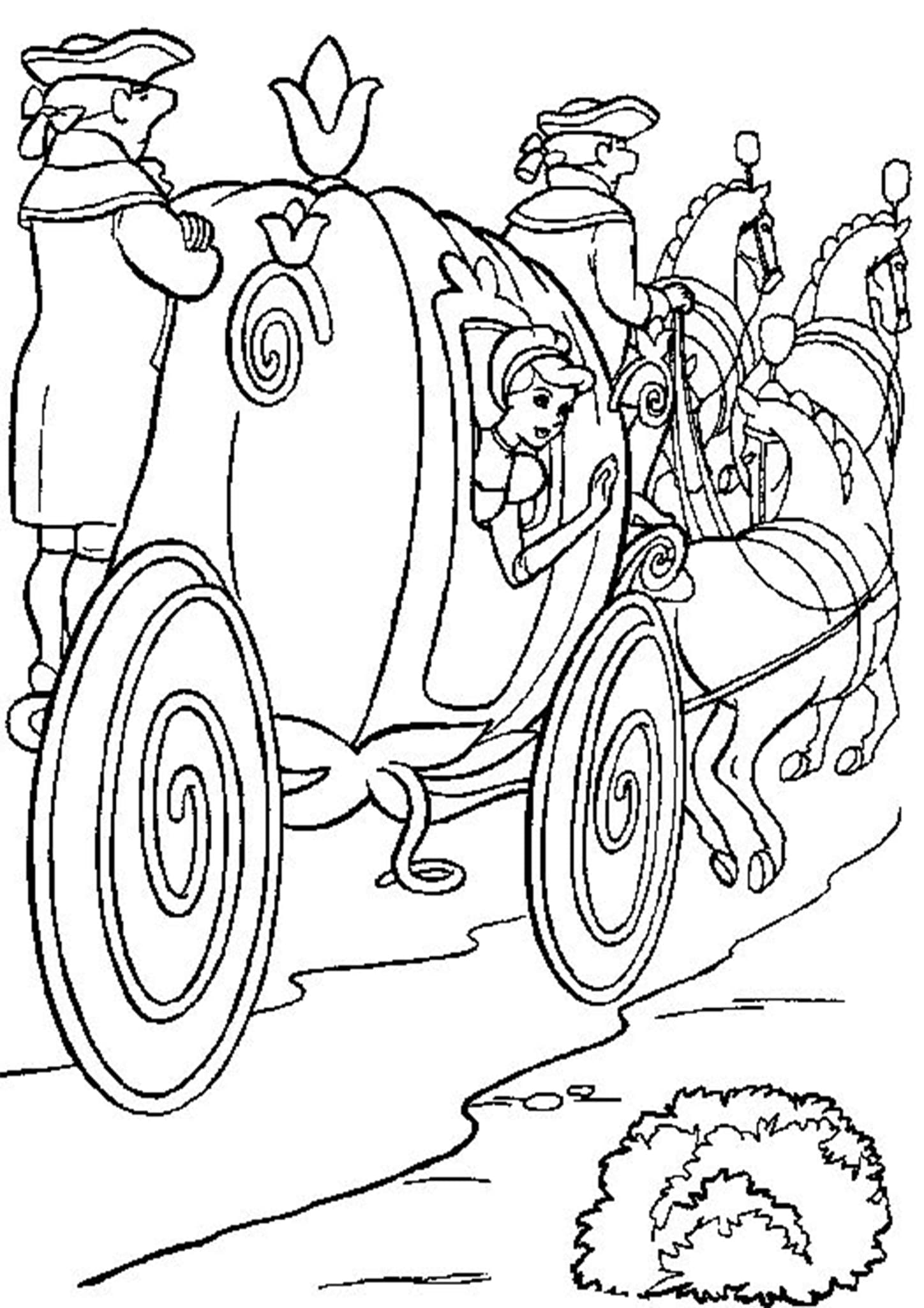 Раскраска карета Золушки для детей