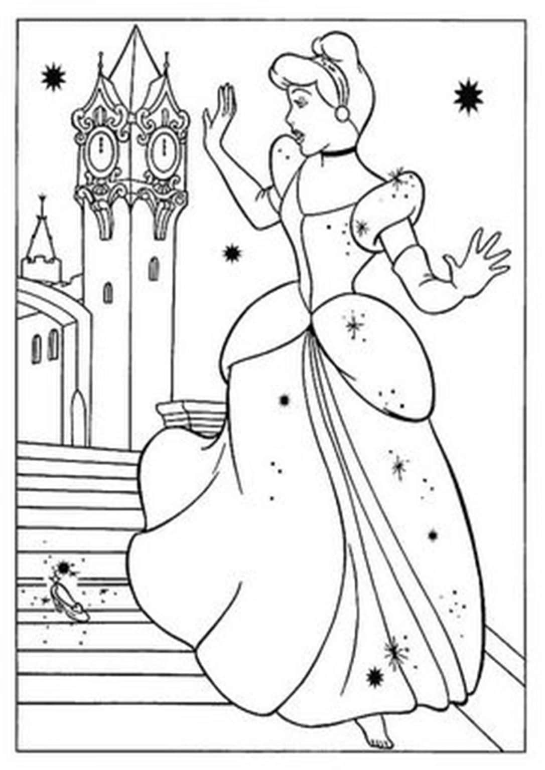 Free & Easy To Print Cinderella Coloring Pages - Tulamama