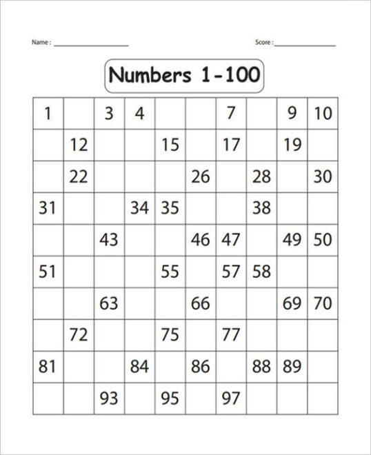 Free & Fun Missing Number Worksheets - Tulamama