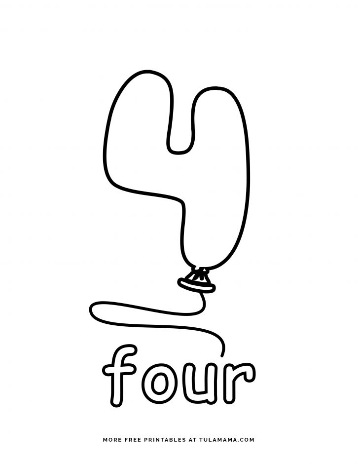 number 4 coloring pages