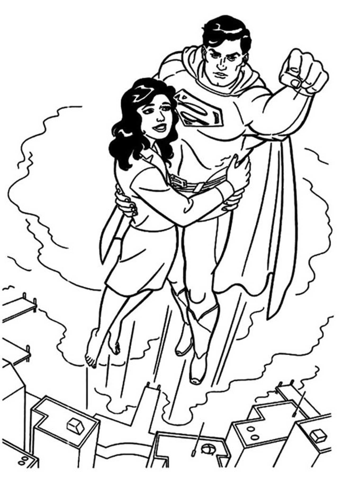 superman flying coloring pages