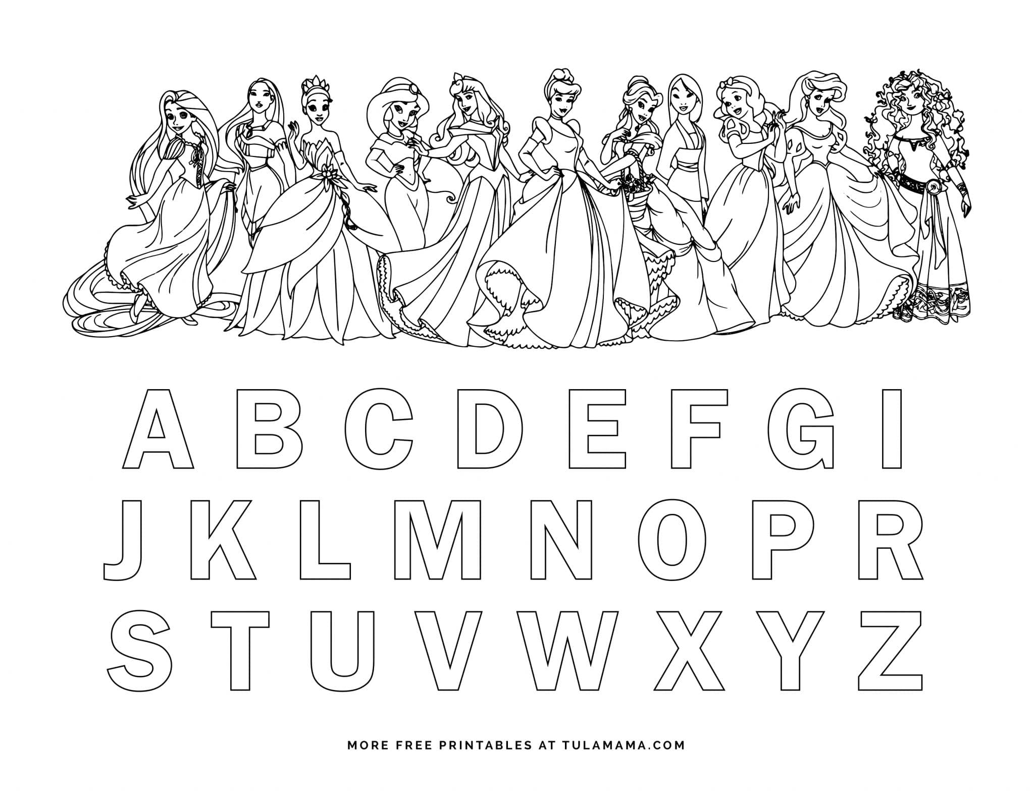 Free Printable Disney Alphabet Coloring Pages   Tulamama