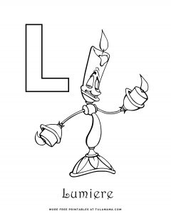 Lion-themed letter L coloring page