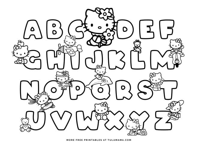 Hello Kitty drawing a picture coloring page