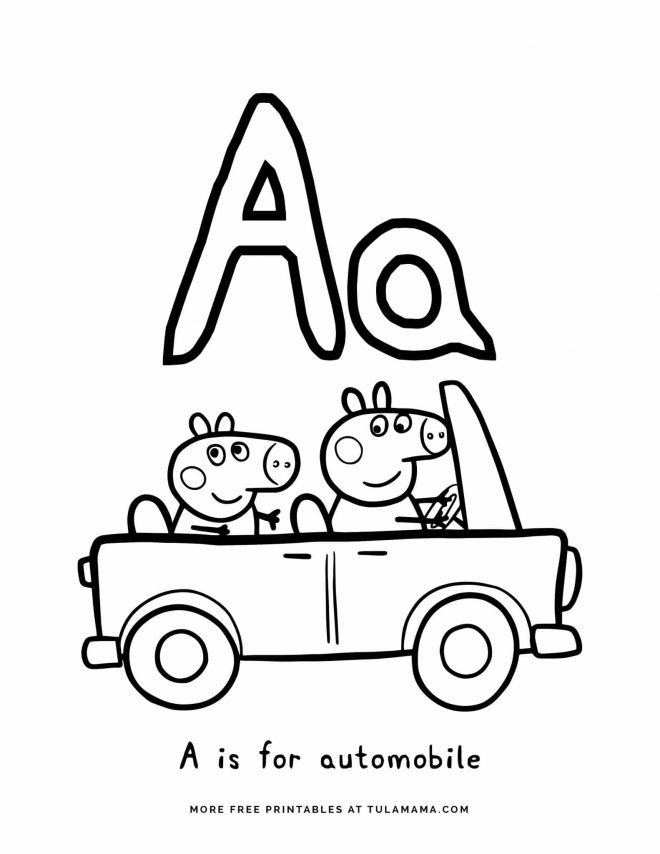 Free Printable Peppa Pig ABC Coloring Pages For Preschoolers - Tulamama