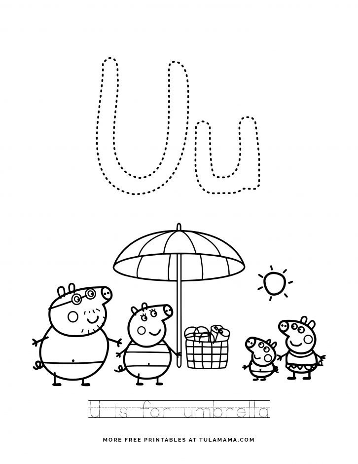 Peppa Pig alphabet tracing sheet free printables