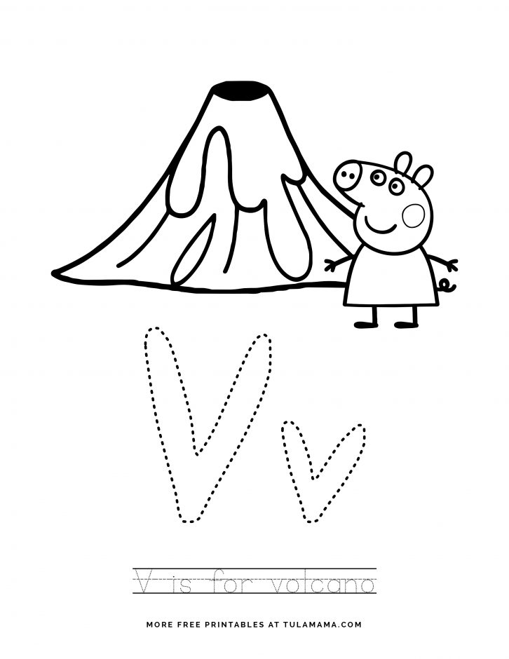 Peppa Pig alphabet tracing sheet free printables