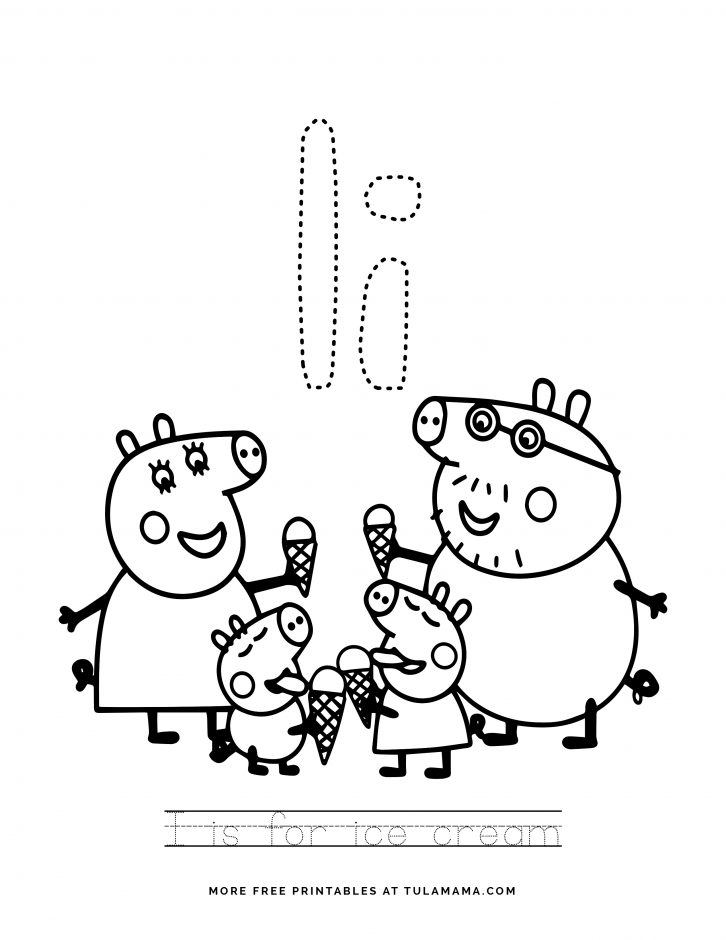 Peppa Pig alphabet tracing sheet free printables