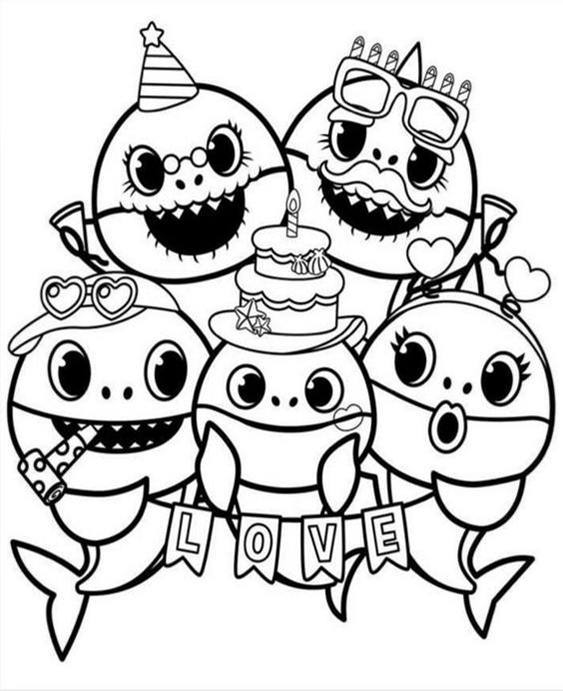 7800 Baby Shark Happy Birthday Coloring Pages Best