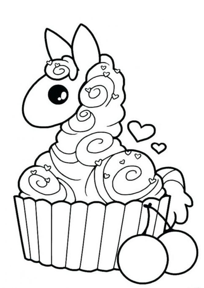 Unicorn Cupcakes Coloring Pages