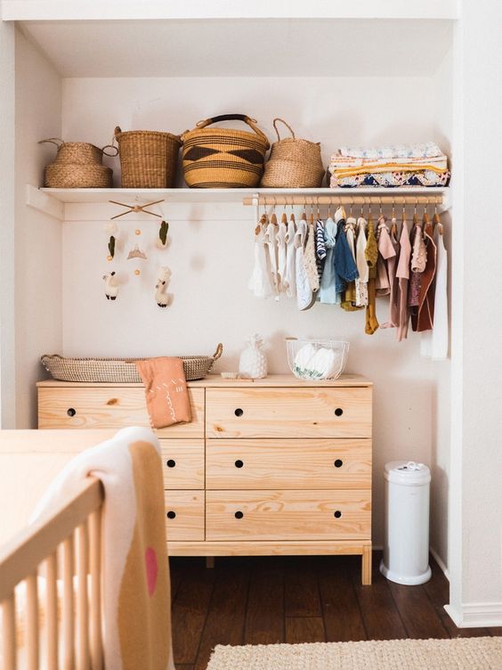 Baby changing shop table and wardrobe