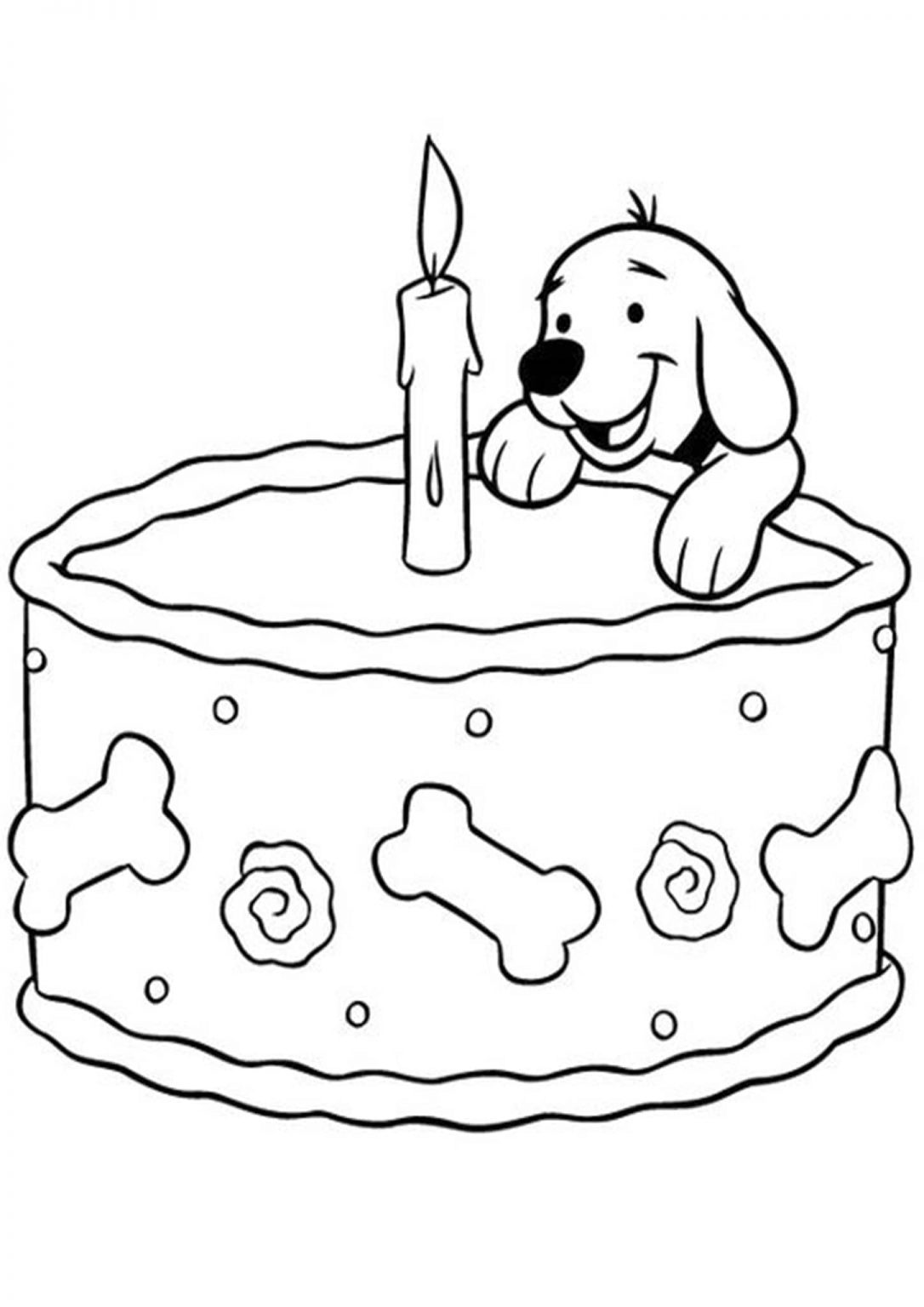 Раскраска собачка с днем рождения