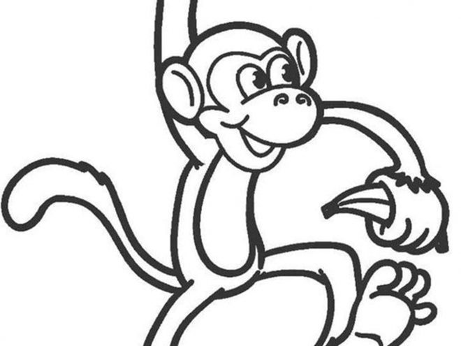 Monkey with Banana Coloring Pages - Get Coloring Pages