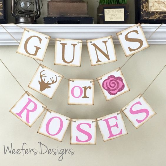 Guns or Roses Cupcake Toppers Gender Reveal Cupcake Toppers Gender Reveal  Decorations Gender Reveal Ideas Fishing Red Roses