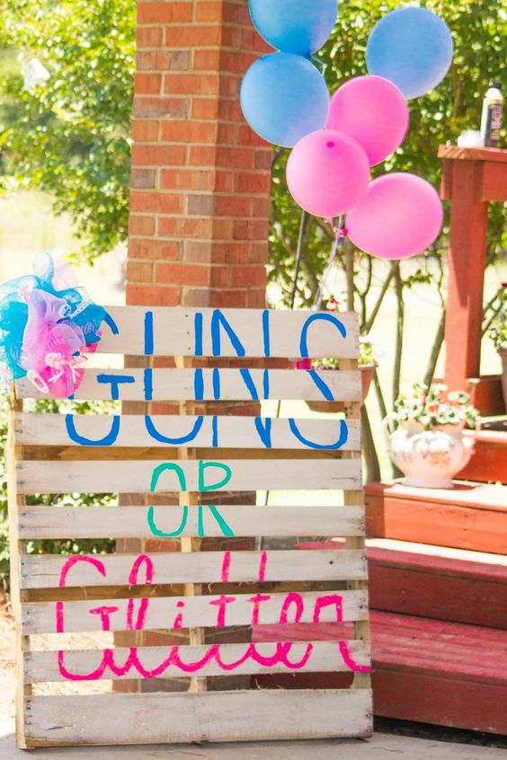 Gender Reveal Party guns or glitter table scatter Gender Reveal Decor 50 ct Guns or glitter confetti Gender Reveal Cupcake confetti 