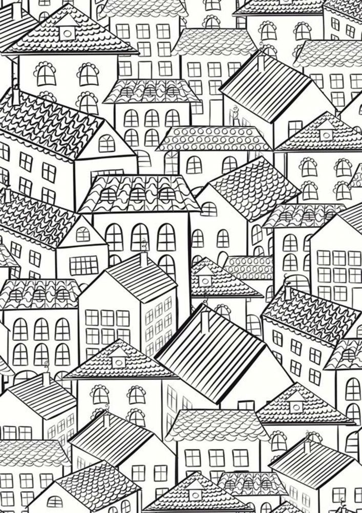 house coloring pages for adults