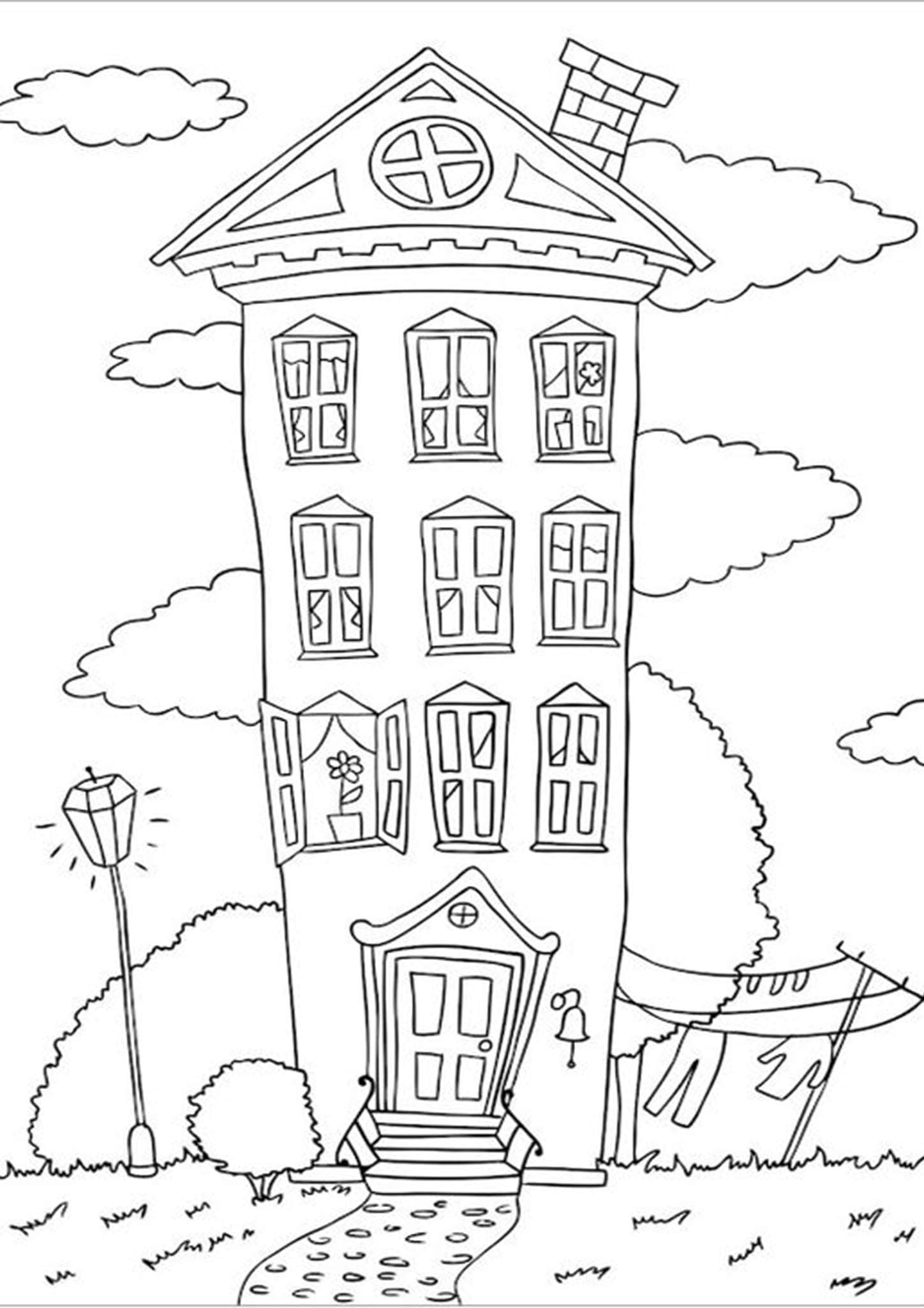 free easy to print house coloring pages tulamama