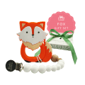 fox teether and pacifier clip newborn baby gift set