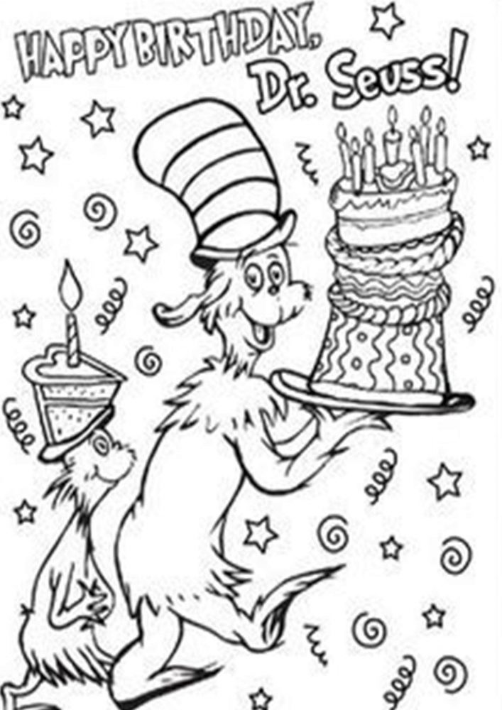 Free & Easy To Print Cat in the Hat Coloring Pages Tulamama