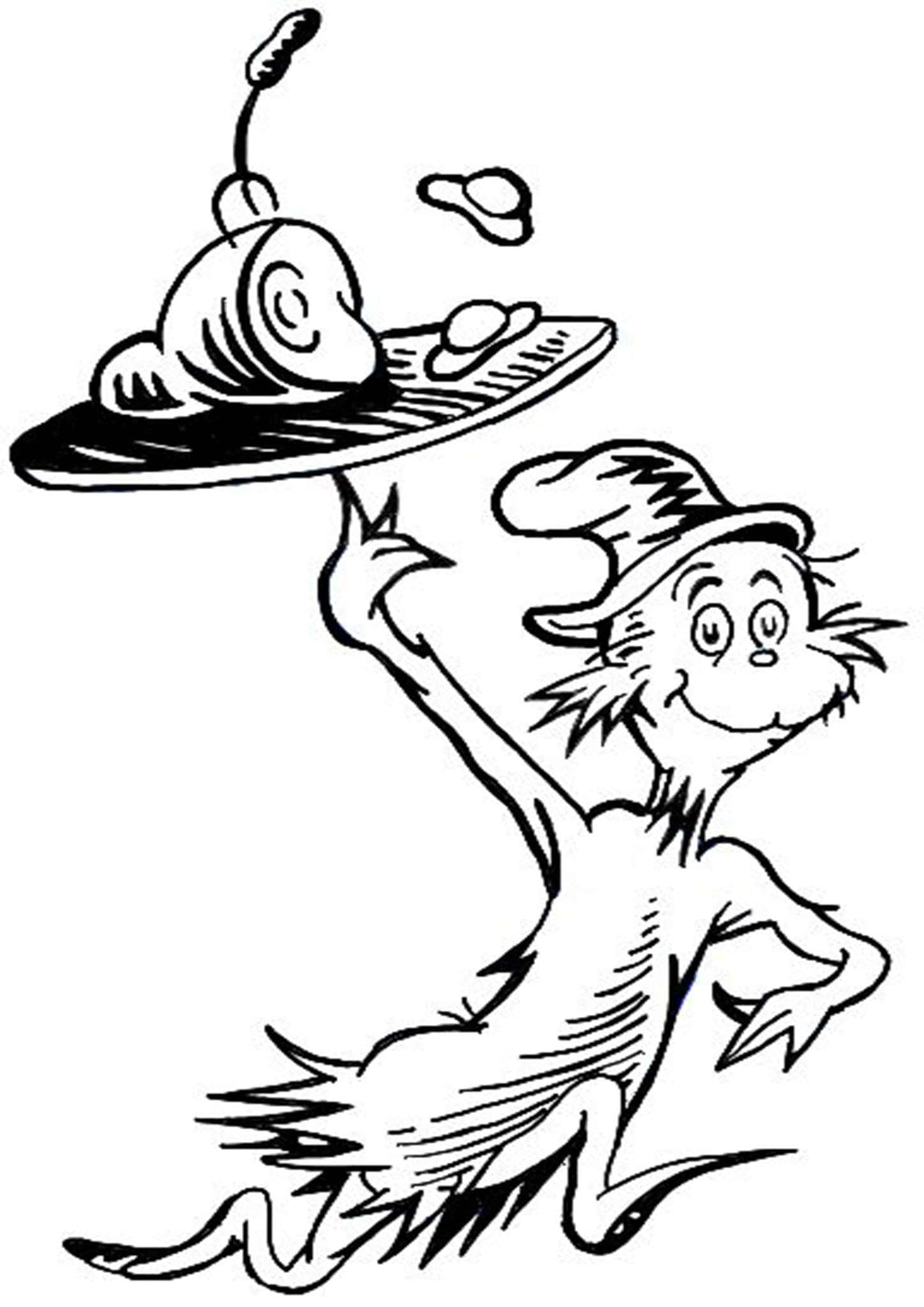 Free & Easy To Print Cat in the Hat Coloring Pages Tulamama
