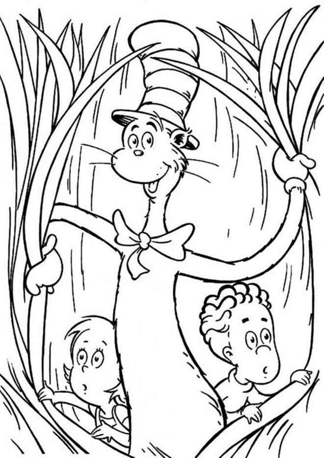 Free & Easy To Print Cat in the Hat Coloring Pages - Tulamama