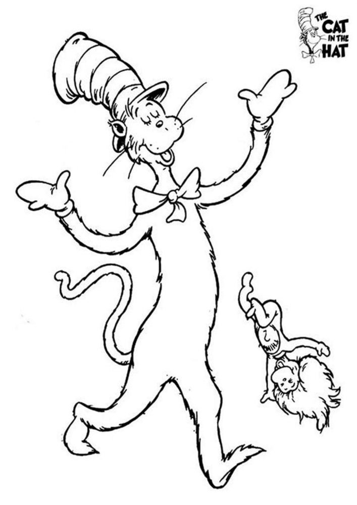 Free Easy To Print Cat In The Hat Coloring Pages Tulamama