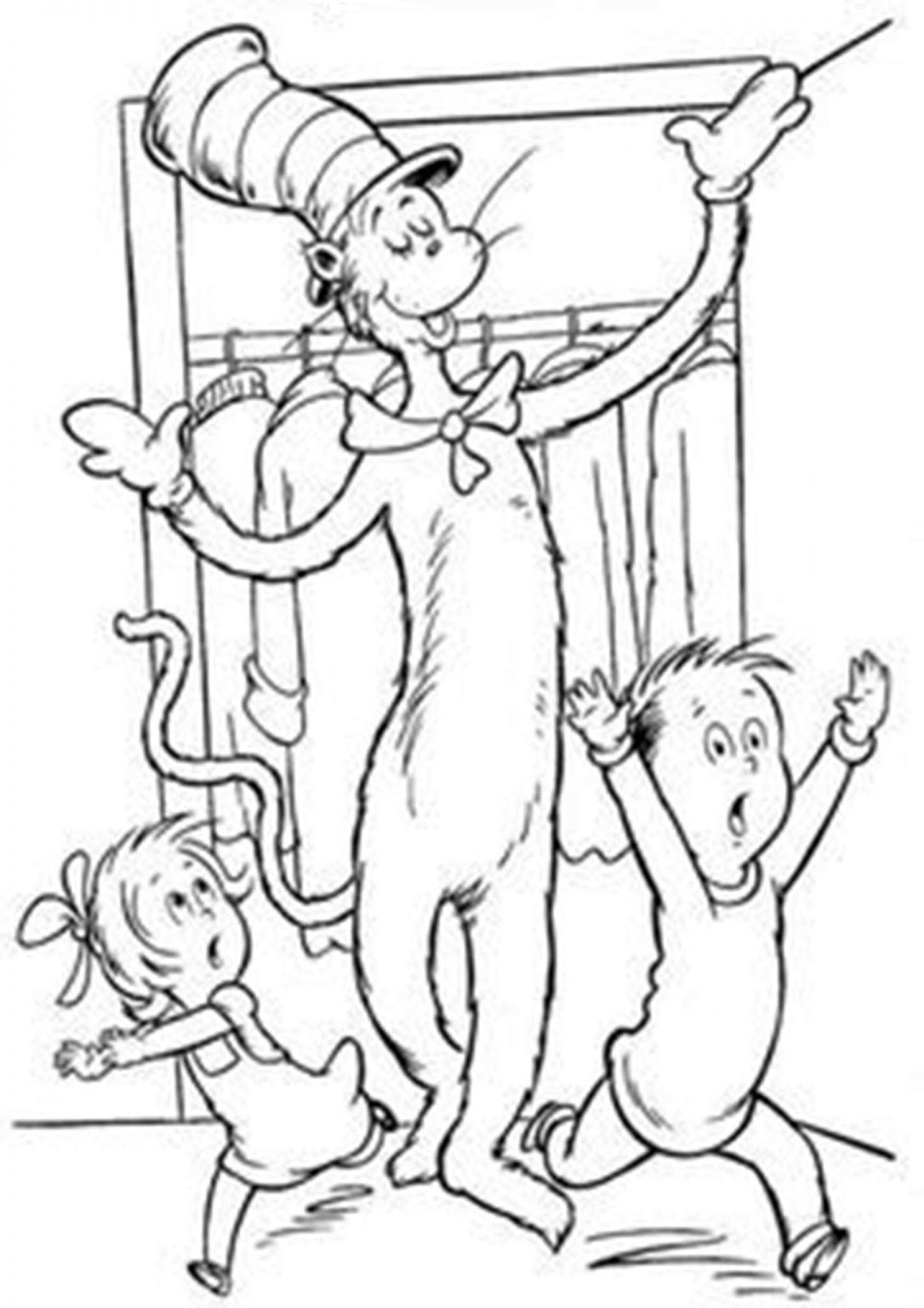 Free & Easy To Print Cat in the Hat Coloring Pages - Tulamama