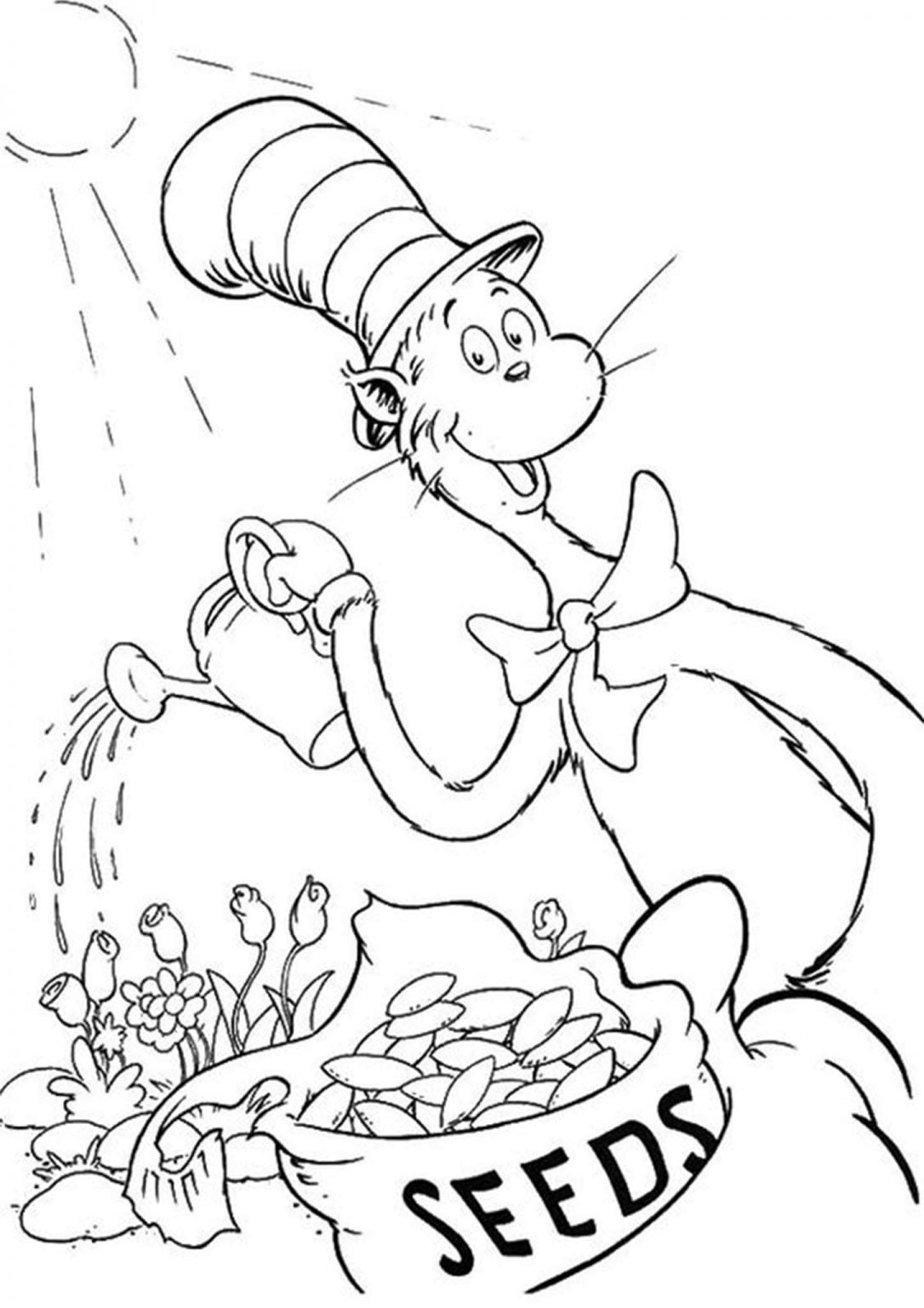 Free & Easy To Print Cat in the Hat Coloring Pages - Tulamama