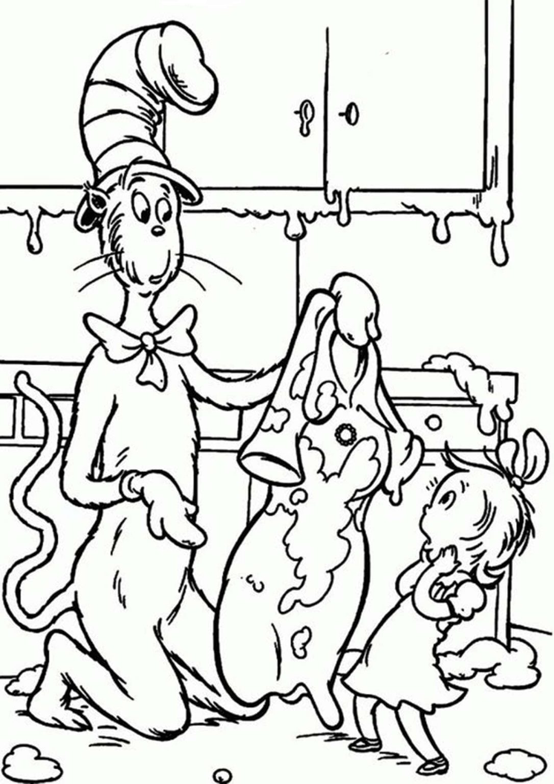 Free & Easy To Print Cat in the Hat Coloring Pages