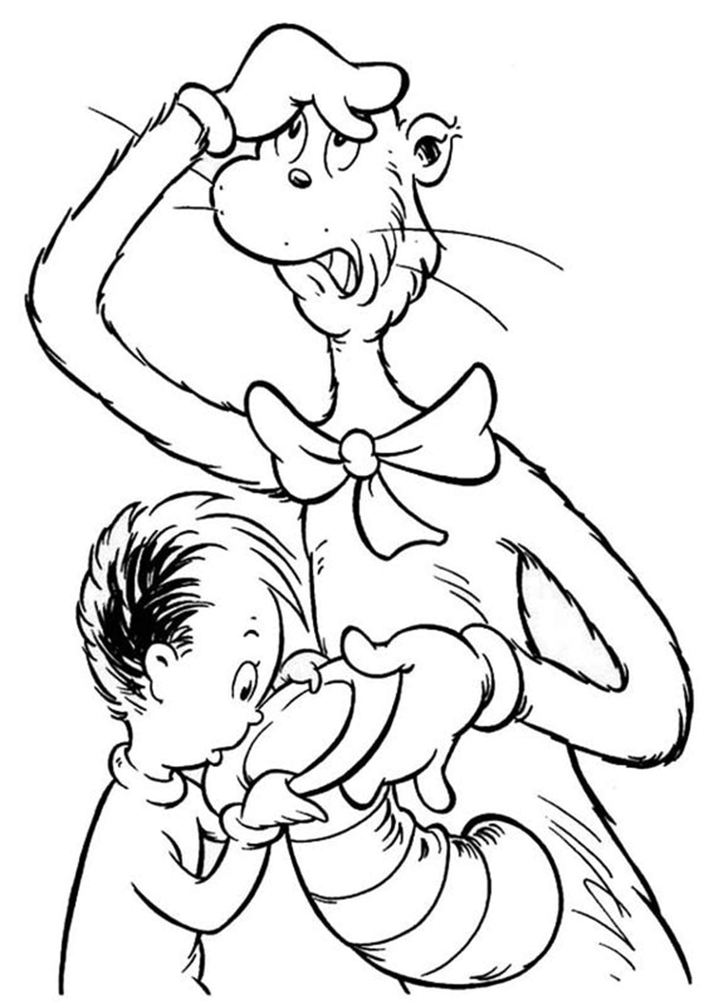 Easy Cat In The Hat Coloring Pages Virginlopi