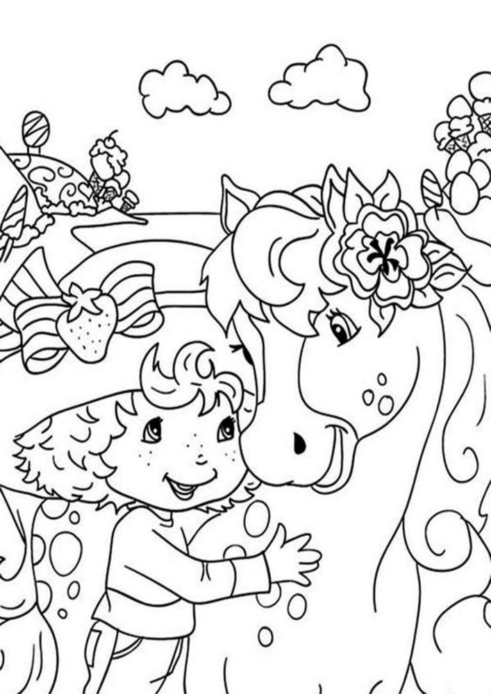 Desenho para colorir - baixar pdf grátis  Strawberry shortcake coloring  pages, Horse coloring pages, Cartoon coloring pages