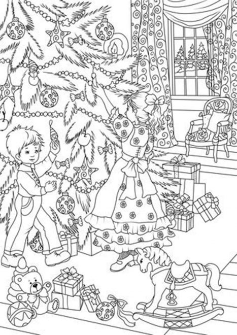 Free & Easy To Print Adult Christmas Coloring Pages - Tulamama