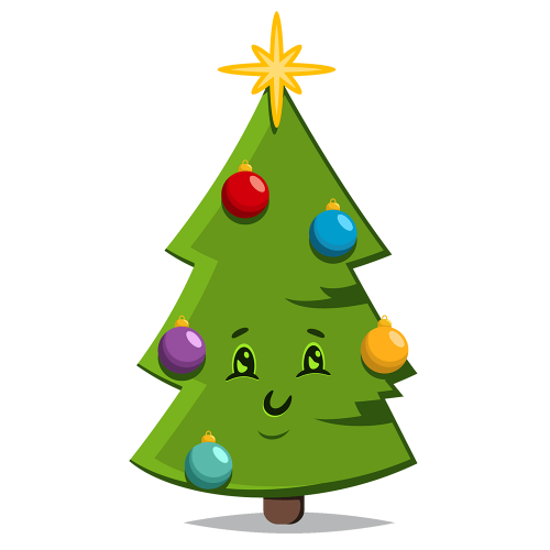 happy christmas trees smiling clip art