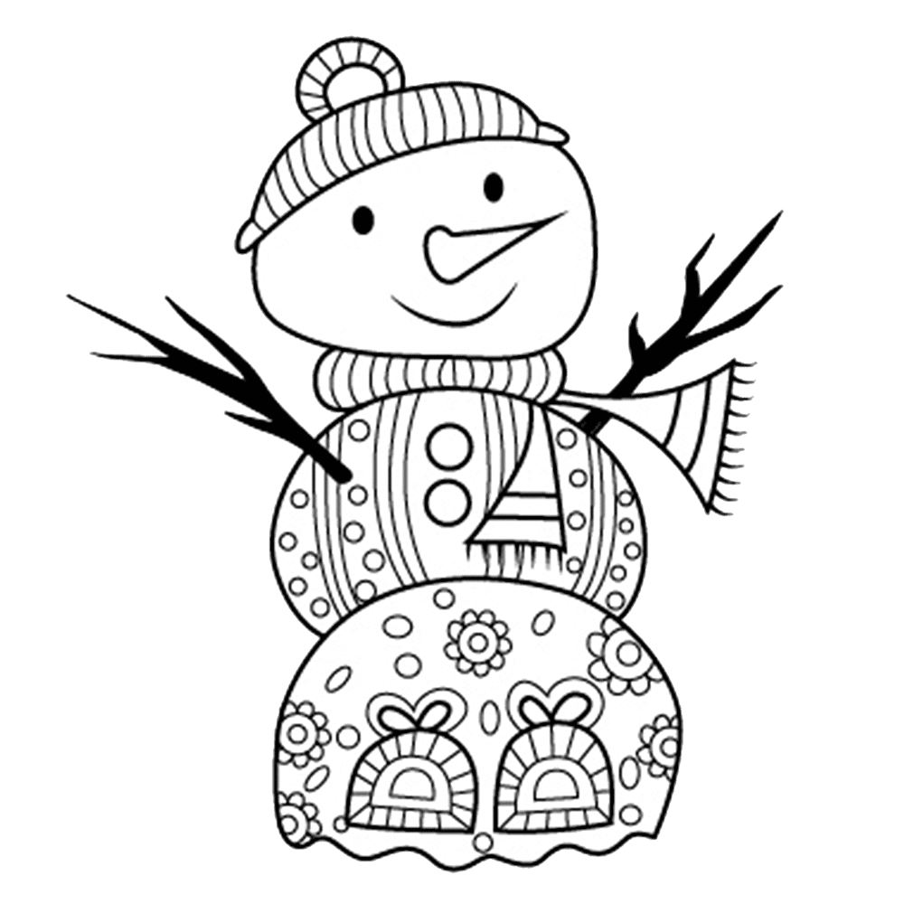 snow man clipart black and white
