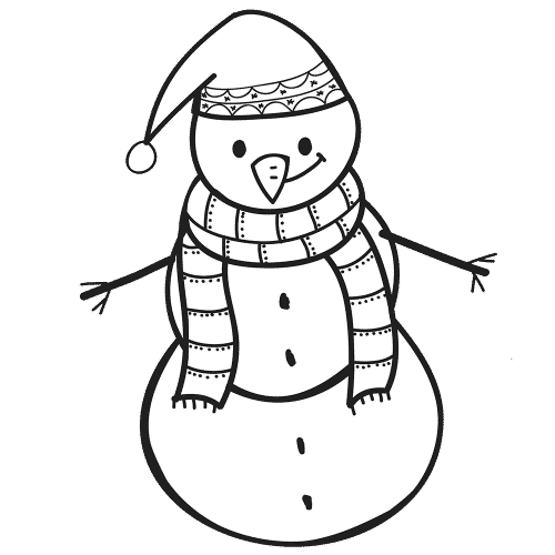 Free & Cute Snowman Clipart Black and White - Tulamama