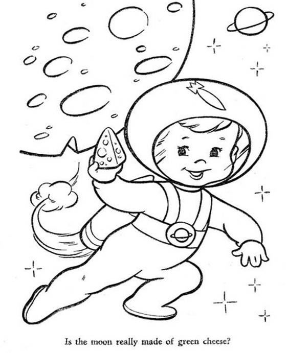 Cartoon Astronaut Coloring Page for Kids - Get Coloring Pages